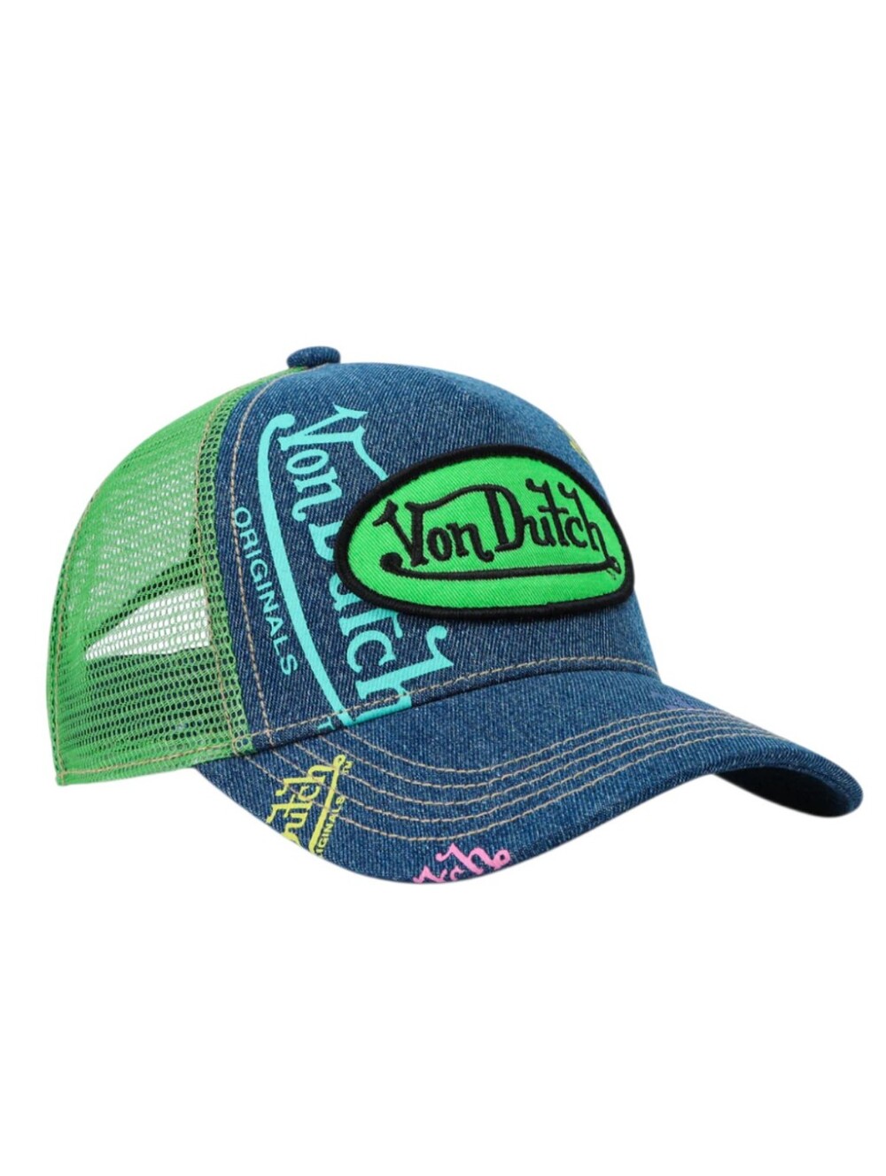 VON DUTCH TRUCKER HAT in GREEN APPLE NWT Denim - Picture 5 of 9